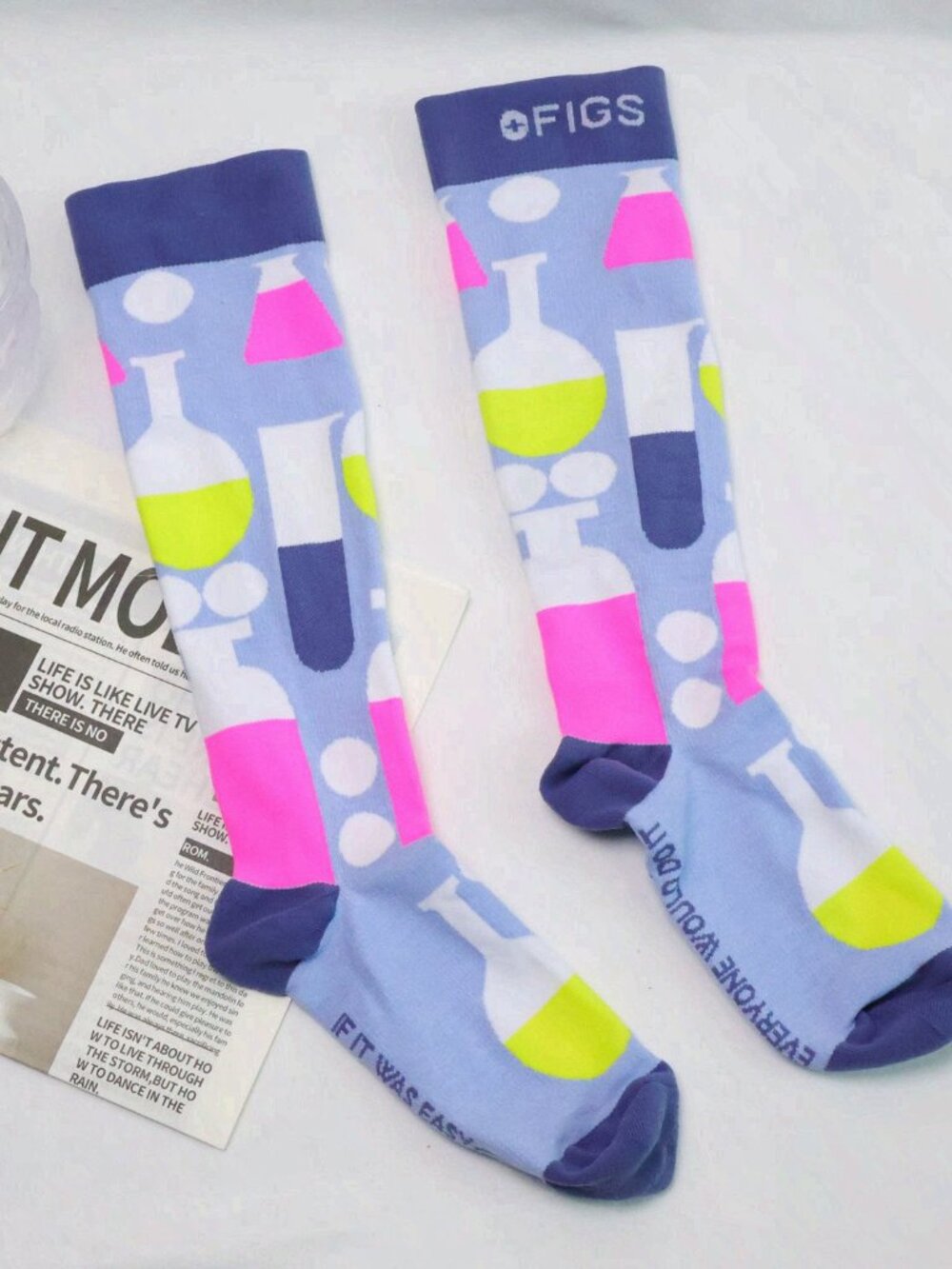 Figs Colorful Pattern Unisex Compression Socks Size S